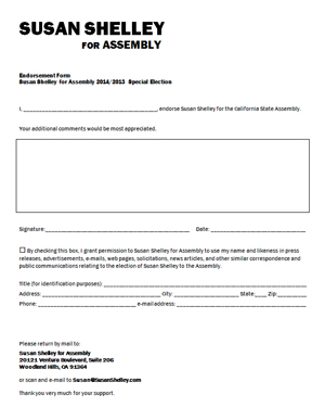 Endorsement form